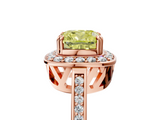 Rose gold Fancy Yellow Cushion  Halo Diamond Ring with Split Shank and Four-Prong Setting_50