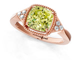 Rose gold Fancy Yellow Cushion  Halo Diamond Ring with Tapered Band and Four-Prong Setting_4