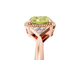 Rose gold Fancy Yellow Cushion  Halo Diamond Ring with Tapered Band and Four-Prong Setting_8
