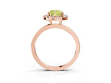 Rose gold Fancy Yellow Cushion  Halo Diamond Solitaire with Pavé Band and Four-Prong Setting_117