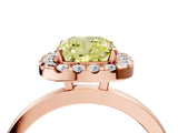 Rose gold Fancy Yellow Cushion  Halo Diamond Solitaire with Pavé Band and Four-Prong Setting_118