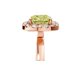 Rose gold Fancy Yellow Cushion  Halo Diamond Solitaire with Pavé Band and Four-Prong Setting_119