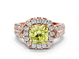 Rose gold Fancy Yellow Cushion  Halo Diamond Split Shank Engagement Ring with Prong Setting_51