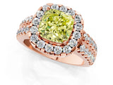 Rose gold Fancy Yellow Cushion  Halo Diamond Split Shank Engagement Ring with Prong Setting_52