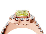 Rose gold Fancy Yellow Cushion  Halo Diamond Split Shank Engagement Ring with Prong Setting_55