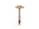 Rose gold Fancy Yellow Cushion  Halo Milgrain Pave Diamond Ring with Four-Prong Setting 2