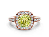 Rose gold Fancy Yellow Cushion  Halo Pavé Diamond Engagement Ring with Bezel Setting_37