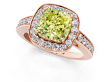 Rose gold Fancy Yellow Cushion  Halo Pavé Diamond Engagement Ring with Bezel Setting_38
