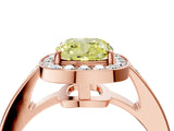 Rose gold Fancy Yellow Cushion  Halo Pavé Diamond Engagement Ring with Bezel Setting_41