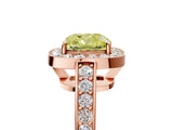 Rose gold Fancy Yellow Cushion  Halo Pavé Diamond Engagement Ring with Bezel Setting_42