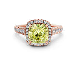 Rose gold Fancy Yellow Cushion  Halo Pavé Diamond Engagement Ring with Four-Prong Setting_26