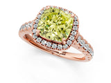Rose gold Fancy Yellow Cushion  Halo Pavé Diamond Engagement Ring with Four-Prong Setting_27