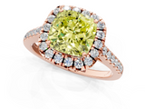 Rose gold Fancy Yellow Cushion  Halo Pavé Diamond Engagement Ring with Four-Prong Setting_4