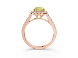 Rose gold Fancy Yellow Cushion  Halo Pavé Diamond Engagement Ring with Four-Prong Setting_6