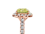 Rose gold Fancy Yellow Cushion  Halo Pavé Diamond Engagement Ring with Four-Prong Setting_8