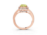 Rose gold Fancy Yellow Cushion  Halo Pave Band Solitaire Ring with Prong Setting_68