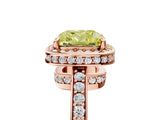 Rose gold Fancy Yellow Cushion  Halo Pave Band Solitaire Ring with Prong Setting_70