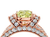 Rose gold Fancy Yellow Cushion  Halo Pave Diamond Engagement Ring with Milgrain Detailing_53