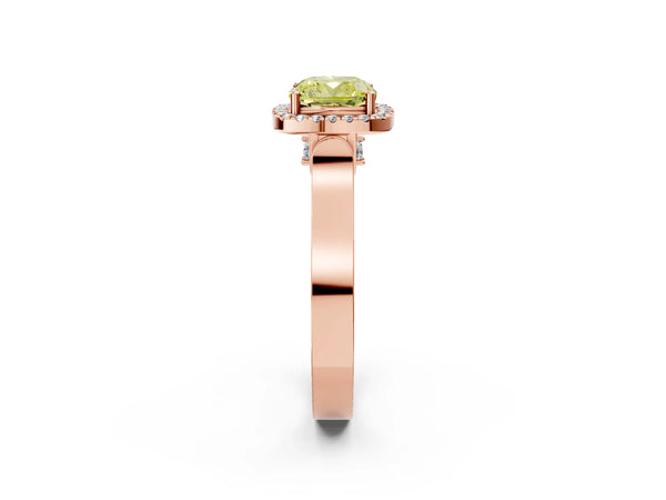 Rose gold Fancy Yellow Cushion  Halo Pave Split Shank Prong Setting Ring