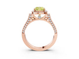 Rose gold Fancy Yellow Cushion  Halo Pave Split Shank Prong Setting Ring_102