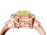 Rose gold Fancy Yellow Cushion  Halo Round Diamond Milgrain Pave Engagement Ring_7
