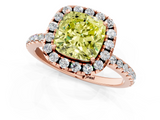 Rose gold Fancy Yellow Cushion  Halo Round Diamond Pavé Band Four-Prong Ring_4