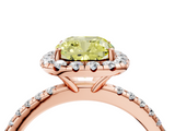 Rose gold Fancy Yellow Cushion  Halo Round Diamond Pavé Band Four-Prong Ring_7