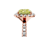 Rose gold Fancy Yellow Cushion  Halo Round Diamond Pavé Band Four-Prong Ring_8