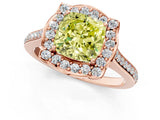Rose gold Fancy Yellow Cushion  Halo Round Diamond Pave Band with Four-Prong Setting_39