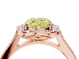 Rose gold Fancy Yellow Cushion  Halo Round Diamond Pave Band with Four-Prong Setting_42