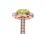 Rose gold Fancy Yellow Cushion  Halo Round Diamond Pave Band with Four-Prong Setting_43