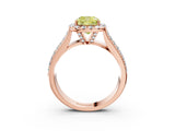 Rose gold Fancy Yellow Cushion  Halo Round Diamond Pave Band with Prong Setting 3