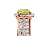 Rose gold Fancy Yellow Cushion  Halo Round Diamond Pave Band with Prong Setting 5