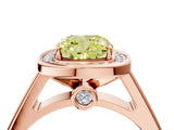 Rose gold Fancy Yellow Cushion  Halo Solitaire Diamond Ring with Pave Band and Bezel Setting_53