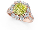 Rose gold Fancy Yellow Cushion  Halo Split Shank Diamond Engagement Ring with Pave Band and Four-Prong Setting_55