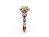 Rose gold Fancy Yellow Cushion  Halo Split Shank Diamond Engagement Ring with Pave Band and Four-Prong Setting_56