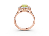 Rose gold Fancy Yellow Cushion  Halo Split Shank Diamond Engagement Ring with Pave Band and Four-Prong Setting_57
