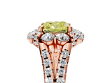 Rose gold Fancy Yellow Cushion  Halo Split Shank Diamond Engagement Ring with Pave Band and Four-Prong Setting_59