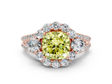 Rose gold Fancy Yellow Cushion  Halo Split Shank Diamond Engagement Ring with Prong Setting_20