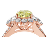 Rose gold Fancy Yellow Cushion  Halo Split Shank Diamond Engagement Ring with Prong Setting_24