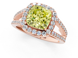Rose gold Fancy Yellow Cushion  Halo Split Shank Diamond Ring with Four-Prong Setting_33