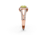 Rose gold Fancy Yellow Cushion  Halo Split Shank Diamond Ring with Four-Prong Setting_34