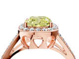 Rose gold Fancy Yellow Cushion  Halo Split Shank Diamond Ring with Four-Prong Setting_36