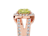 Rose gold Fancy Yellow Cushion  Halo Split Shank Diamond Ring with Four-Prong Setting_37