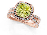 Rose gold Fancy Yellow Cushion  Halo Split Shank Diamond Ring with Pavé Setting_27