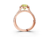 Rose gold Fancy Yellow Cushion  Halo Split Shank Diamond Ring with Pavé Setting_29
