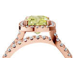Rose gold Fancy Yellow Cushion  Halo Split Shank Diamond Ring with Pavé Setting_30