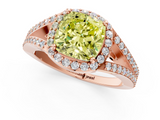 Rose gold Fancy Yellow Cushion  Halo Split Shank Diamond Ring with Prong Setting_22
