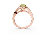 Rose gold Fancy Yellow Cushion  Halo Split Shank Diamond Ring with Prong Setting_24