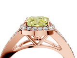 Rose gold Fancy Yellow Cushion  Halo Split Shank Diamond Ring with Prong Setting_25